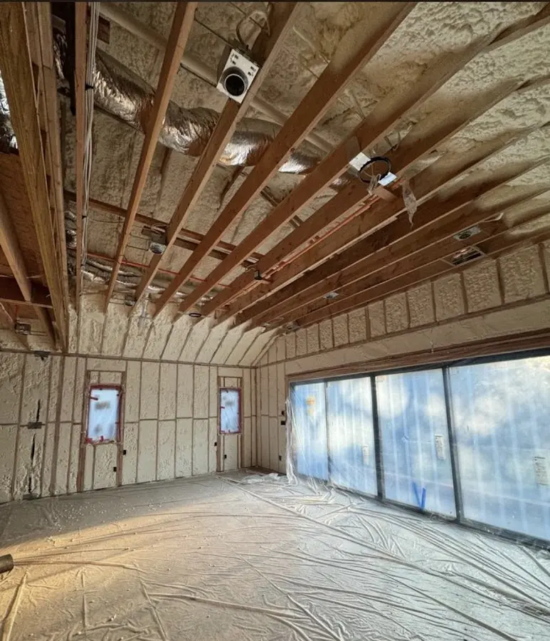 Interior walls and ceiling insulated with spray foam during new construction in Mountain Park